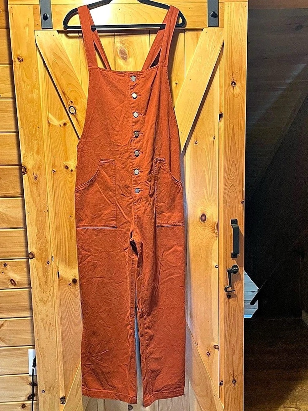 Pink Lily Rust Wide Leg Overalls Size Large